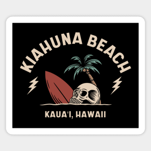 Vintage Surfing Kiahuna Beach Kauai Hawaii // Retro Surf Skull Sticker